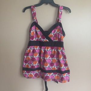 AB Studio brown/pink/orange top M